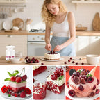 Cherry Pitter, 7-Hole Push-Type Cherry Pitter with Pit Storage Tray, Efficient Pit Removal, Multi-Particle Separator, Fruit Seed Remover Tool (White)