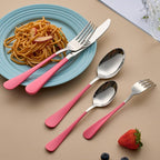 20-Piece Pink Silverware Set for 4, 18/0 Stainless Steel Flatware Cutlery Utensils Set, Include Dinner Knives,Dinner Forks,Dinner Spoons,Salad Forks,Teaspoons,Dishwasher Safe