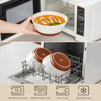 MALACASA Salad Bowls Set of 4, Soup Bowls for Kitchen, 60oz Large Ceramic Bowl for Ramen, Cereal, Fruit, Pho and Pasta, Microwave & Dishwasher Safe, Speckled Deep Bowls, White & Brown