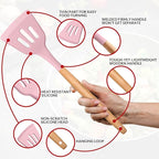 E-far Kitchen Utensils Set of 12, Silicone Cooking Utensils with Holder, Non-stick Cookware Friendly & Heat Resistant, Includes Spatula Tong Whisk Ladle Brush Slotted Turner Spoon(Pink)