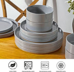 AmorArc Ceramic Dinnerware Set for 8 | Speckled Stoneware Plates and Bowls with Rustic Terracotta Underside| Scratch Resistant,Dishwasher & Microwave Safe Dishes Sets- 24pcs Gray