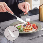 Lemeya 24-Piece Silverware Set for 6,Modern 18/10 Stainless Steel Flatware Set,Unique Rustic Cutlery Utensils Set,Spoon and Fork Set for Home, Restaurant,Wedding,Mirror Polished,Dishwasher Safe