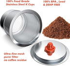 Reusable K Cups and Coffee Pods,Universal Stainless Steel K Cups for Keurig 2.0 and 1.0 Coffee Makers Machine Non-BPA(2 pack)