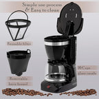 Mixpresso 10-Cup Drip Coffee Maker, Black Coffee Pot With Reusable Filter