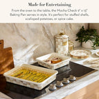 MACKENZIE-CHILDS Enamel Baking Pan for Oven, Rectangular Oven Pan, 9" x 13", Brown-and-White Mocha Check