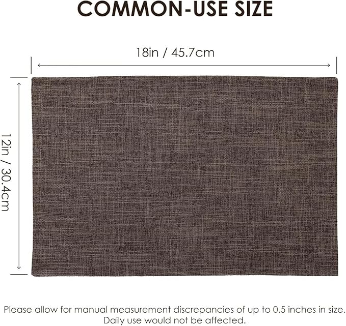 Placemats Set of 4, Bilayer Thickened Linen Place Mats Heat Resistant Machine Washable Wrinkle Free Carefully Selected Polyester Mats for Kitchen/Dining/Coffee Table (Burlap)