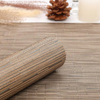 Myir JUN Placemats Set of 8, Vinyl Woven Placemats Place Mats Indoor Set of 8 Washable Table Mats Non-Slip Place mats for Dining Table (Light Brown, Set of 8)