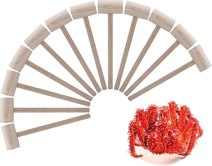 Wood Crab & Mallets Mallets, Natural Beech Wood Hammers, Set of 12