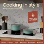 Pots and Pans Set, 23-Piece Non Stick Cookware & Bakeware Sets with Plaid Pattern, Stackable Design, Dishwasher Safe, Stain-resistant, Oven & All-Stove Safe, Tempered Glass Lid, Aqua