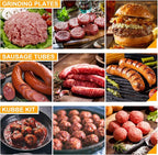 AAOBOSI #10 Meat Grinder Electric [3000W] Heavy Duty Stainless Steel Meat Mincer with 3 Grinding Plates, 3 Sausage Stuffer Tubes & Kubbe Attachments,Easy One-Button Control