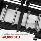 Royal Gourmet GD4002TP 4 Burner Propane Gas Grill and Griddle Combo with Hood, 2-in-1 Portable Grill Griddle Combo with 40,000 BTUs Output for Camping, Tailgating, Backyard, Black