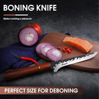 Huusk Boning Knife for Meat Cutting, 7 Inch Fillet Knife Hand Forged Carbon Steel Butcher Knife, Brisket Trimming Knife for Meat and Poultry Fish with Rosewood Handle Gift Box