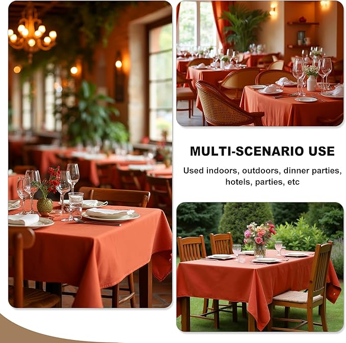Fitable 6 Pack Rust 90?56 Inch Rectangle Tablecloth - Stain Resistant and Washable Table Cover, Polyester Fabric Table Cloth for Wedding, Party, Banquet, Formal Events