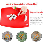 Thick Silicone Cutting Board 12.6'' x 9.1'' Juice Grooves Easy Grip Handle Dishwasher Safe-Red