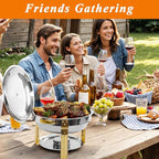 4-Pack Round Chafing Dishes for Buffet, 5QT Stainless Steel Buffet Chafing Set for Catering, Parties & Events