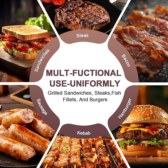 Extra Large Stainless Steel Burger Press, 8.5" NonStick Hamburger Smasher Tool & Grill Press, 2.5 lbs Heavy Duty Bacon Press with Wood Handle for Blackstone Camp Chef Pitboss Weber Griddle Grills