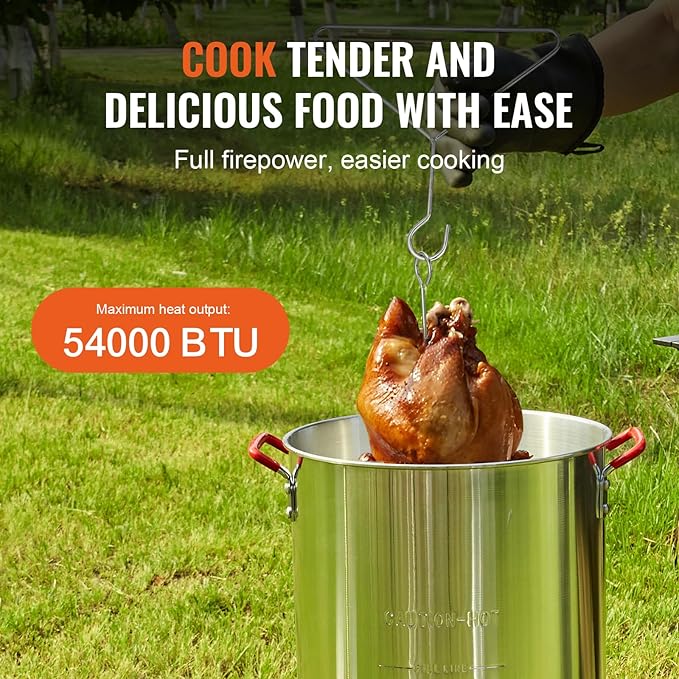 VEVOR Seafood Boiling Kit & Turkey Fryer, 30-qt Boiler Steamer Cooker Set, Outdoor Aluminum Frying Pot, 54,000 BTU Burner Propane Gas Boiler, Gifts for Thanksgiving Day