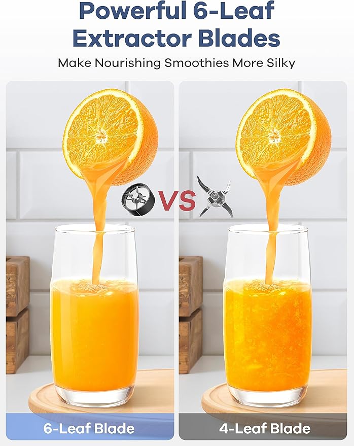 Ganiza Smoothie Blender, 900W Blenders for Shakes and Smoothies, 15-Piece Personal Blender and Grinder Combo for Kitchen, Smoothies Maker with 4 BPA-Free Portable Cup, Nutritious Recipe