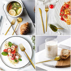 Gold Silverware Set for 8, MIKIWAY 40 Pieces Stainless Steel Flatware Set, Matte Golden Cutlery Tableware Set, Kitchen Utensils Set Include Spoons And Forks Set, Satin Polished, Dishwasher Safe