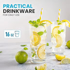 Zulay Kitchen Acrylic Glasses Drinkware - 6 Piece Unbreakable Plastic Tumblers - BPA-Free, Reusable Plastic Drinking Glasses for Home & Outdoors - Stackable, Lead-Free & Dishwasher Safe - (16 oz)