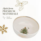 Spode Christmas Tree Gold Large Round Bowl - 10-Inch Stoneware Bowl for Serving Salad, Pasta, and Side Dishes - Elegant Holiday Serving Dish with 22K Gold Accents, Dishwasher Safe