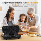 Sunvivi Dual Waffle Maker: Heart Waffle & Classic Waffle Iron with 2 Adjustable Temp Knobs, Nonstick Waffle Machine with Indicator Light, Easy to Clean, The best gifts for Her, Kids and Families