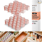Honeycomb Separator Adjustable Drawer Organizer Divider for Underwear Belt-Scarf Socks Organizer (Pink(2pcs))