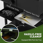 Brand-Man Propane Gas and Charcoal Grill Combo,Grill and Griddle Combo Dual Fuel BBQ Grill with Dual Lids for Outdoor Barbecue, Black