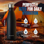 Best in Class Triple-Walled Insulated Stainless Steel Water Bottle, Keeps your Drinks Cold for up to 24 Hours and Hot for up to 12 Hours, Leak Proof, Make a Difference in the World, Black, 17oz
