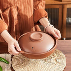 Unglazed Terracotta Ceramic Casserole Dish, Clay Pot, Earthen Pot Cookware with Lid for Dinner and Party, Stockpot for Rice Hot Pot, Stew, Bakeand Serve Oven Safe-Heat Resistant