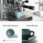 KIVY Espresso Cups Set of 4 [Set 4x 3oz]- Espresso Set Thick Walled Stoneware Espresso Cup Set - Italian Style Espresso Cups and Saucers - Coffee Mugs - Pastell Green, Blue