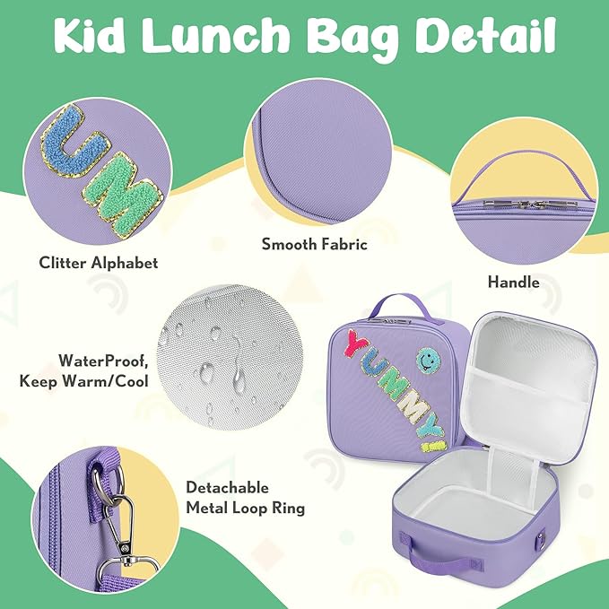 Kids Bento Lunch Box with 12oz Soup Thermo, Kids Leakproof Lunch Food Container with 4 Compartments, Insulated Lunch Bag & Water Cup for Girls Boys to School Travel