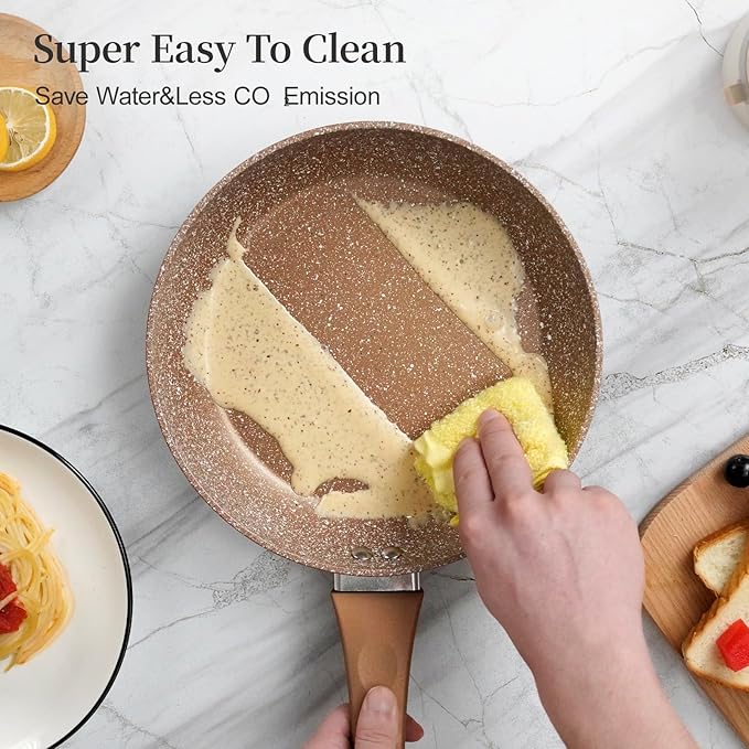 Nonstick Frying Pan Set, Set of 3 Non Stick Frying Pans, Gold Granite Induction Cookware, 8inch&9.5inch&11inch Skillet Omelette Egg Frying Pan Set, kitchen Cooking Pan Set, PFOA&PFAS Free