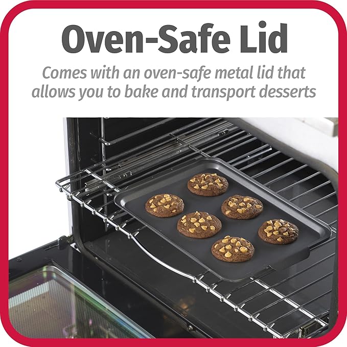 GoodCook Everyday Baking Pan with Metal Lid Nonstick Warp-Resistant Heavy-Gauge Steel Construction Even-Heating Oblong Cake Pan with Solid Oven-Safe Cover, 9x13-Inch, Gray