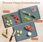 SMIRLY Plastic Cutting Board Set 3 Pieces, Non-Slip Dishwasher Safe Chopping Boards for Kitchen, Blue