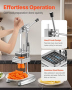 VEVOR Commercial French Fry Cutter, Stainless Steel Vegetable Fruit Chopper with 3 Replacement Blades 1/2-Inch 3/8-Inch 1/4-Inch, Manual Potato Slicer Dicer for Restaurants & Home Kitchen