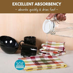 Native Fab Harvest Fall Gingham Check Kitchen Towels 4 Pack 18x26 Inches - 100% Cotton, Soft, Absorbent Dish Towels for Drying & Cleaning, Holiday Dishcloths - Burgundy, Green, Yellow