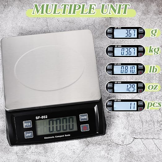 Large Digital Kitchen Scale 66LB 30kg Commercial Food Scale Stainless Bread Scale with LCD Display Commercial Weighing Devices for Baking Cooking(Black)