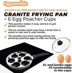Eggssentials 2 IN 1 Egg Poacher Pan & Large Frying Pan - Poached Egg Maker, Granite Egg Poacher with 6 Cups - Egg Pan - 10 Inch Frying Pan Nonstick Omelette Pan