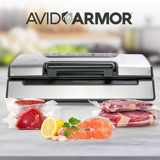 Avid Armor Vacuum Sealer Machine AVS2400, Professional Food Sealer with Roll Storage & Built-In Cutter, Compact Vacuum Sealer for Food Preservation