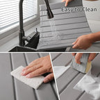 Stone Dish Drying Mat with PU Leather Surface for Kitchen Counter, Water-Absorbent Collapsible Roll up, Quick Dry, Non-Slip for Cups Dishes Bottles,Removable and washable(Medium Gray, 23.6”x15.4”)