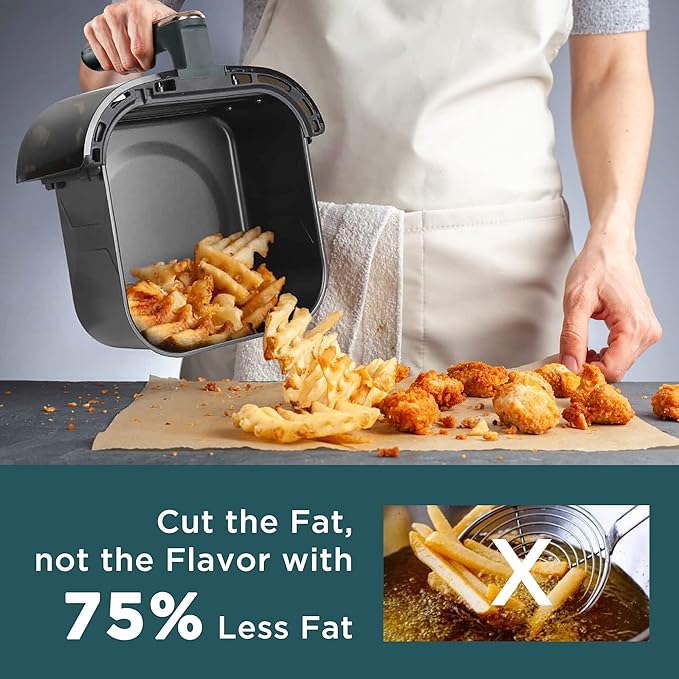 HAUSHOF 5.8 QT Air Fryer Small Oven, Digital Oil-Less Cooker 1450 W Airfryer, 8 Presets Cooking Functions, Time & Temperature Control, with Nonstick Tray, Green