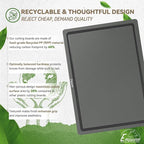 Empune Plastic Cutting Board Set, Recycled Plastic Cutting Boards for Kitchen (Set of 3), Dishwasher Safe Large Chopping Board with Holder, Non-slip Feet and Juice Grooves, Nonporous, Grey