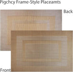 PIGCHCY Placemats,Heat Resistant Non Slip Durable Plastic Place Mats,Washable Easy to Clean Woven Vinyl Kitchen Placemats for Dining Table Set of 4 (Champagne)