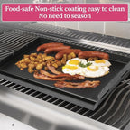 Universal 25" x 16" Nano-Ceramic Nonstick Coating Grill Griddle for Gas Grill, Cast Iron Griddle for Charcoal, Gas Grills, Camping, Flat Top Plate Insert with Grease Groove and Removable Handles