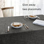Waterproof Cotton Linen Tablecloths Rectangle Dining Table Cloth, Wipe Clean Indoor & Outdoor Table Cover for Buffet Party and Banquets, Wrinkle Resistant（54"x120"） Carbon Black