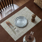 LEXMORE PlaceMats Set of 12 Vinyl/Plastic Woven Place Mats for Kitchen Table Indoor/Outdoor Washable PlaceMat Wipeable Dining Table Mats(Caramel)