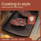 Cookie Sheet with Wire Rack Set, 2-Piece Nonstick Brown Marble Carbon Steel Pan & Cooling Rack, Space-Saving Stackable Set, PFOA, PFOS, PTFE Free, Oven Safe Up to 450°F, 17.4" Pan & 14.7" Rack