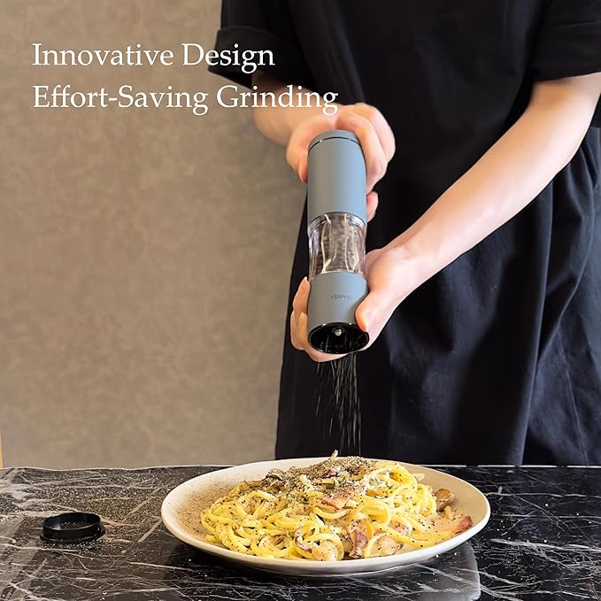 Salt and Pepper Grinder Set with Adjustable Coarseness | Manual Pepper Mill Grinder with Refillable Design | Ceramic Core | Kitchen Essential (2 Packs, Blue-Grey)