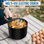 Topwit Hot Pot Electric with Steamer, 1.5L Ramen Cooker, Non-Stick Frying Pan, Electric Pot for Pasta, BPA Free, Electric Cooker with Dual Power Control, Over-Heating & Boil Dry Protection, Black